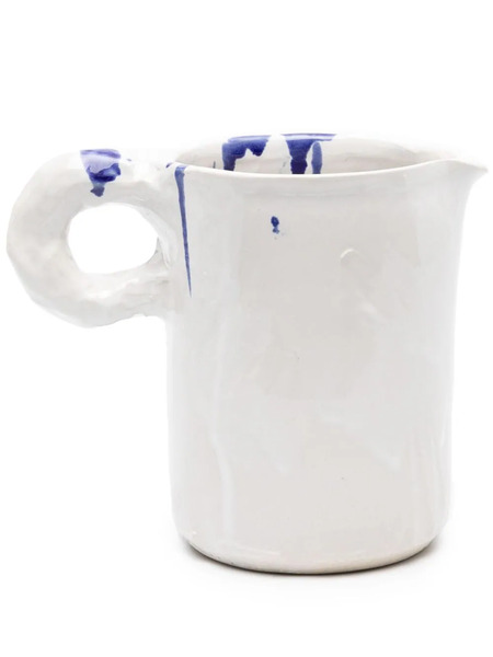  Niko June Studio Paint-splatter Ceramic Pitcher - White 