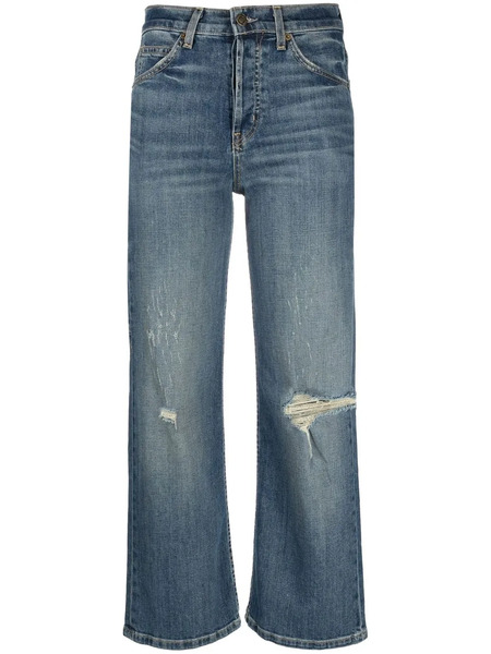  Nili Lotan Distressed Cropped Flared Jeans - Blue 