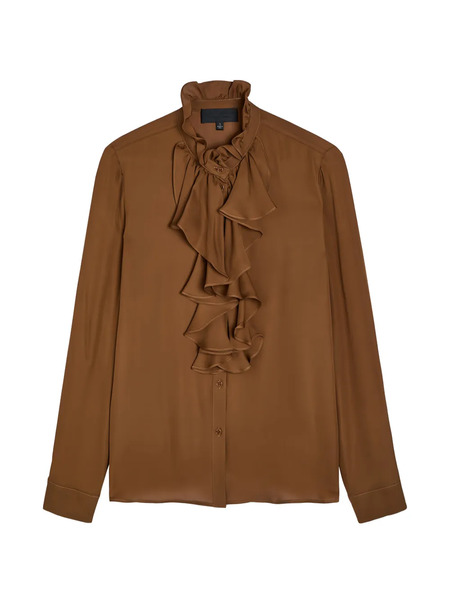  Nili Lotan Lily Ruffled Button-down Blouse - Brown 