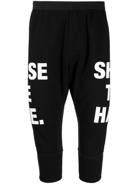  Niløs Slogan-print Drop-crotch Shorts - Black 