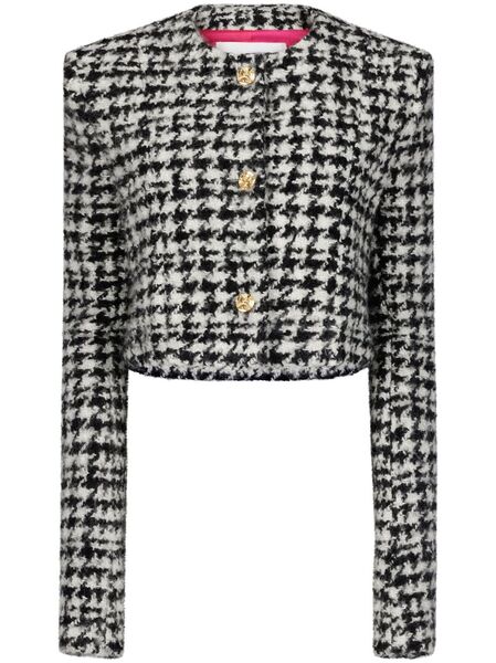  Nina Ricci Houndstooth-pattern Wool-cotton Jacket - Black 