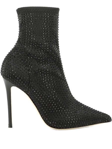  Ninalilou 105mm Crystal-embellished Pointed-toe Boots - Nero 