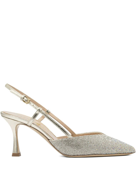  Ninalilou 65mm Crystal-embellished Slingback Pumps - Grey 