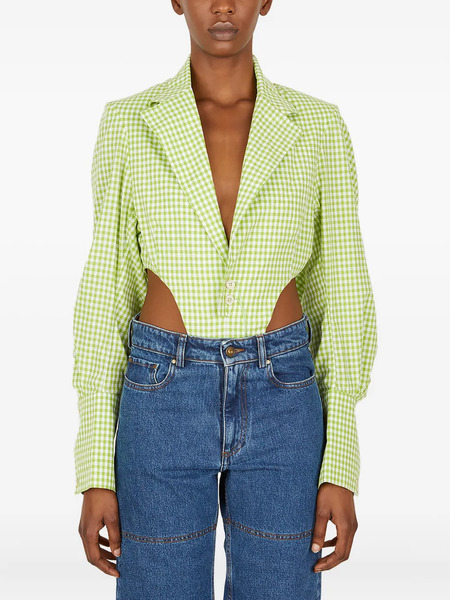  Ninamounah Gingham Padded-shoulder Body - Green 