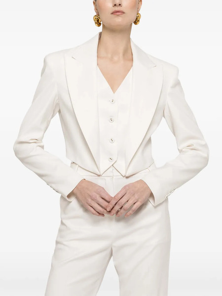  Nissa Button Cropped Blazer - White 