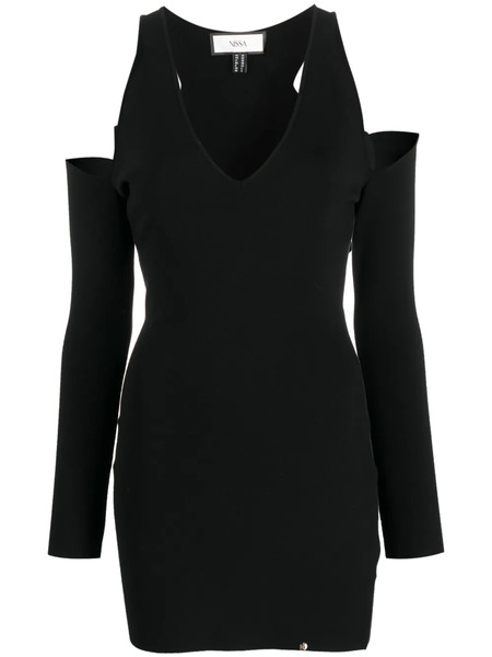  Nissa Cold-shoulder Mini Dress - Black 