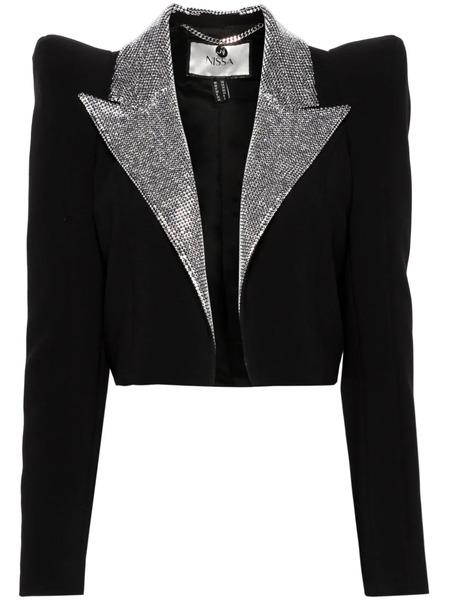  Nissa Crystal-embellished Cropped Blazer - Black 