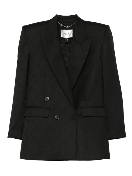  Nissa Double-breasted Textured Jacket - Black 