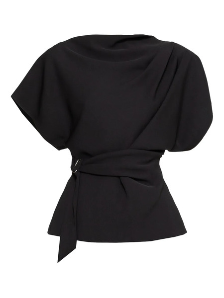  Nissa Draped Belted Top - Black 