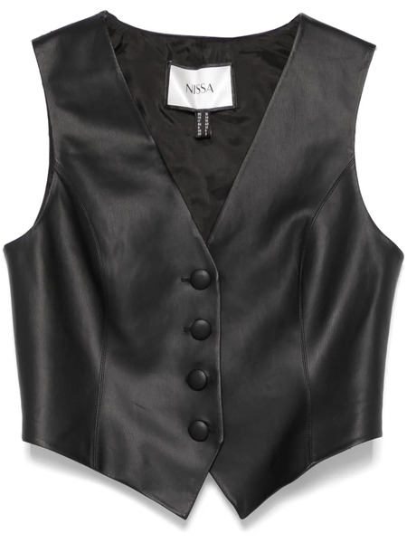  Nissa Faux-leather Waistcoat - Black 