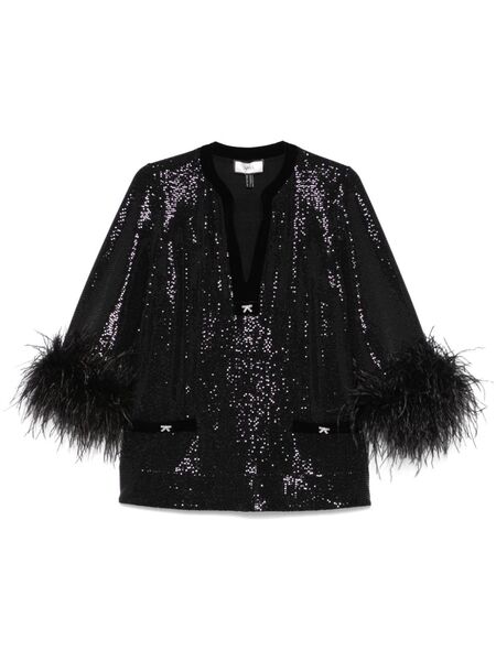  Nissa Feather-trim Blouse - Black 