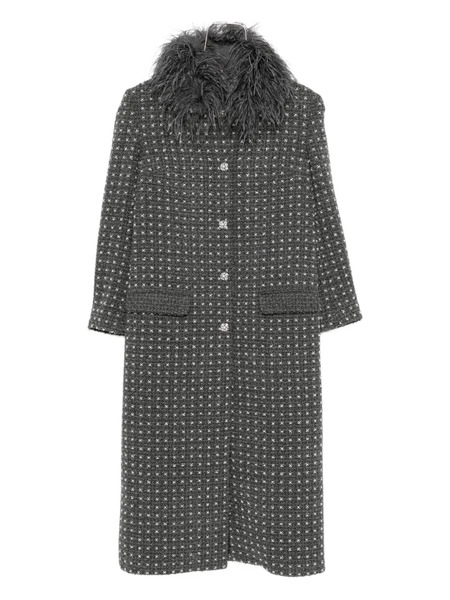  Nissa Feather-trim Coat - Grey 