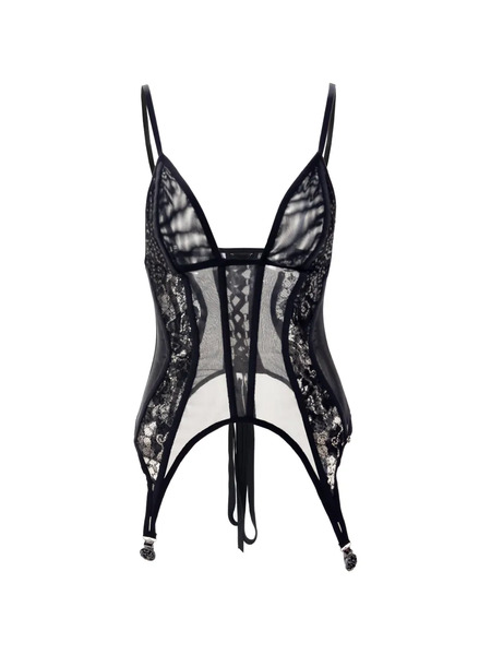  Nissa Lace-insert Tulle Top - Black 