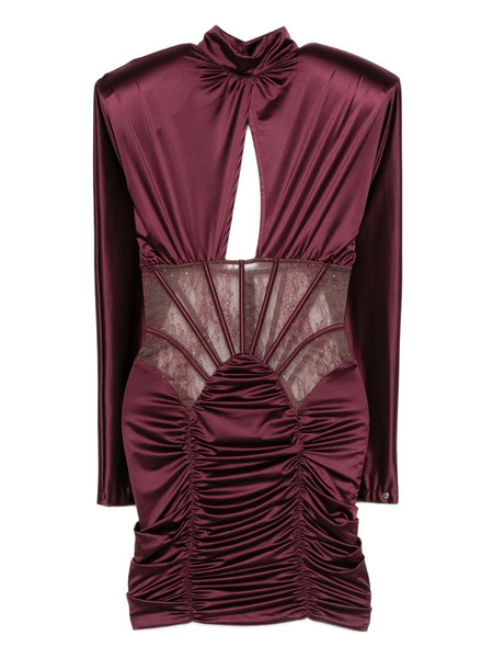  Nissa Lace-panel Gathered Mini Dress 
