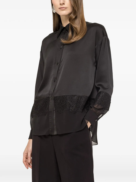  Nissa Lace-panelling Satin Shirt - Black 