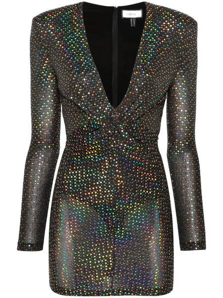  Nissa Long-sleeve Sequined Minidress - Black 