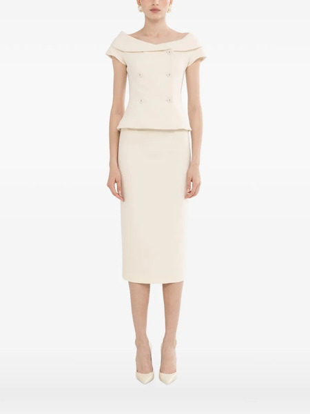  Nissa Off-shoulder Fitted Blazer - Neutrals 