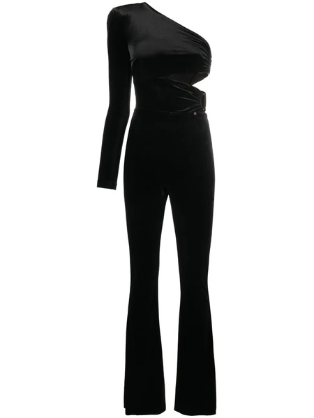  Nissa One-shoulder Velvet Jumpsuit - Black 