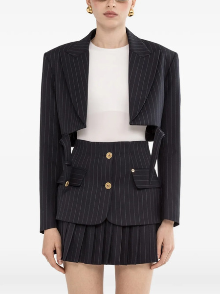  Nissa Pinstripe Cropped Blazer - Blue 