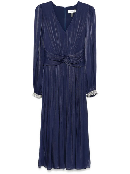  Nissa Pleated Chiffon Midi Dress - Blue 