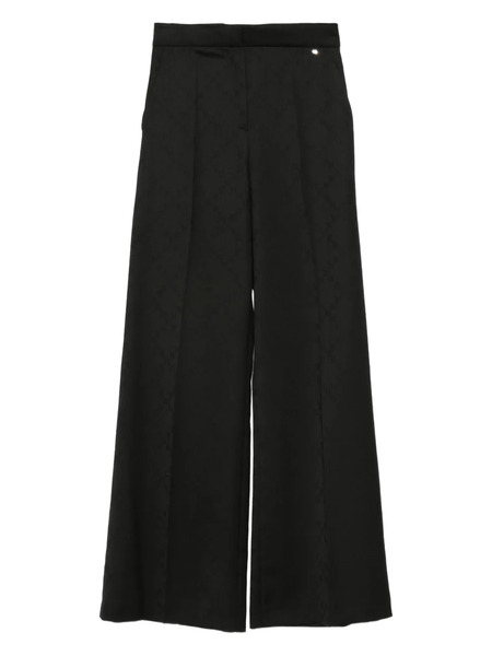  Nissa Pressed-pleat Geometric-pattern Trousers - Black 