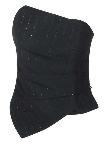 Nissa Sequinmed Striped Top - Black 