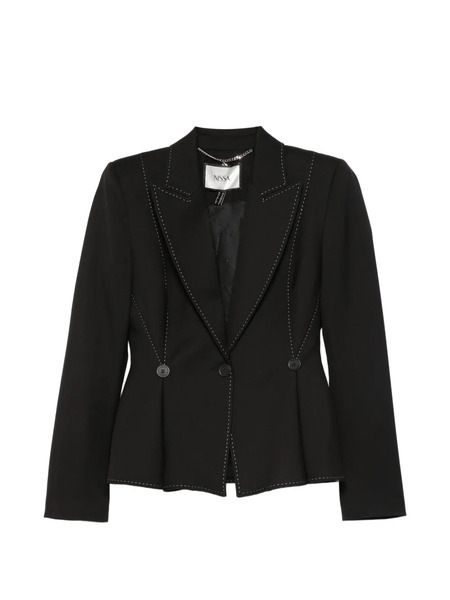  Nissa Topstitching Buttoned Jacket - Black 