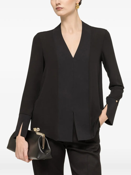  Nissa V-neck Panelled Top - Black 