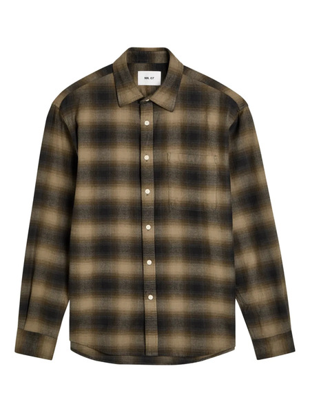  Nn07 Check-pattern Chest-pocket Shirt - Brown 