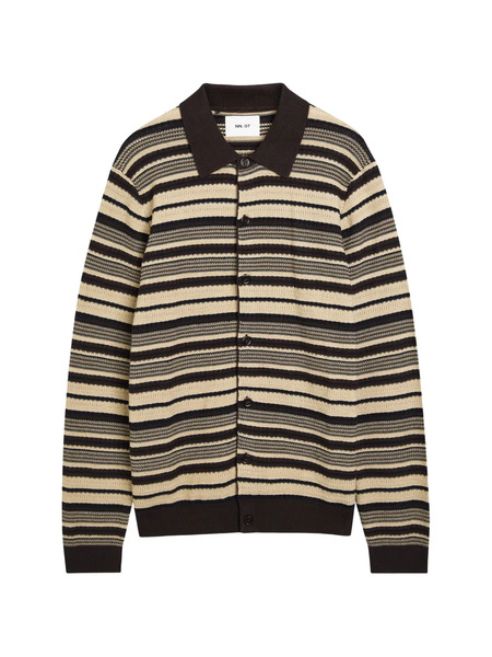  Nn07 Nolan Striped Button-up Cardigan - Neutrals 