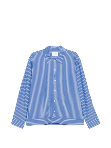  Nn07 Reed Striped Button Shirt - Blue 