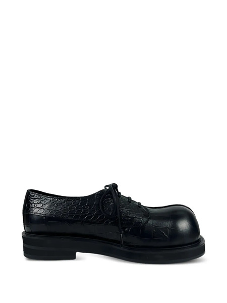  No Idea Crocodile Texture Lace-up Loafers - Black 
