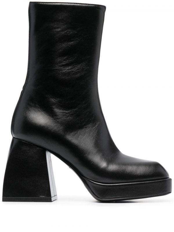  Nodaleto Block-heel Leather Boots - Black 