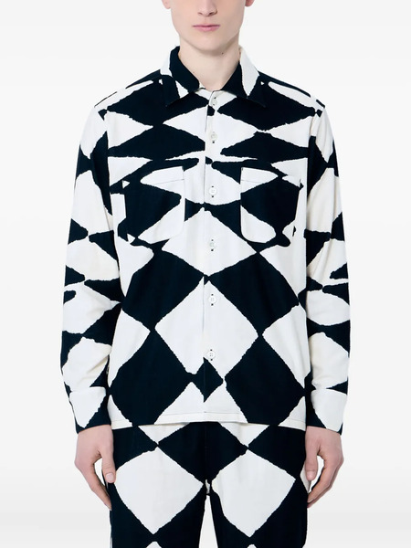  Nòmarythm Textile Diamond-pattern Shirt - White 