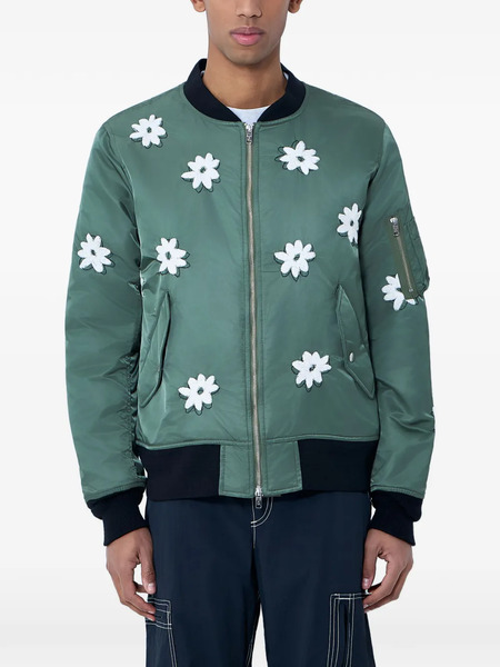  Nòmarythm Textile Floral Embroidered Bomber Jacket - Green 