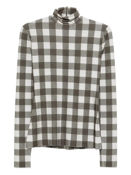  Norma Kamali Checked Turtleneck Top - Green 