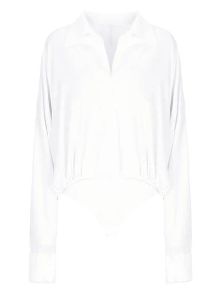  Norma Kamali Collared Long-sleeve Top - White 