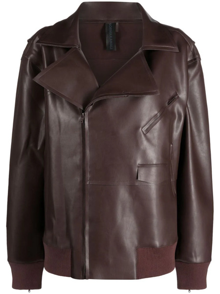  Norma Kamali Oversized Zip-up Biker Jacket - Brown 