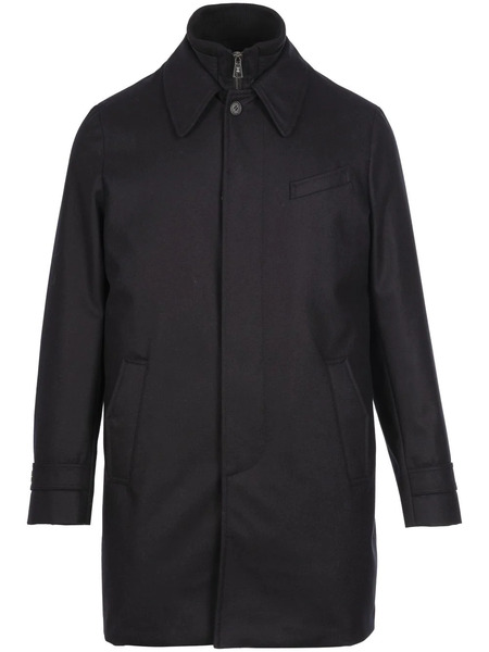  Norwegian Wool Down-lined Wool Coat - Black 