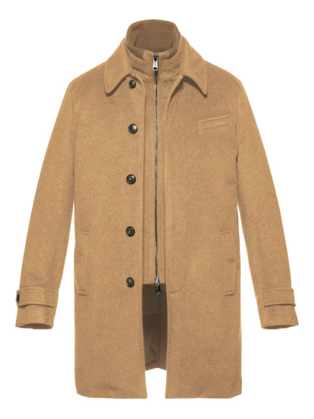  Norwegian Wool Euro Button-fastening Coat - Brown 