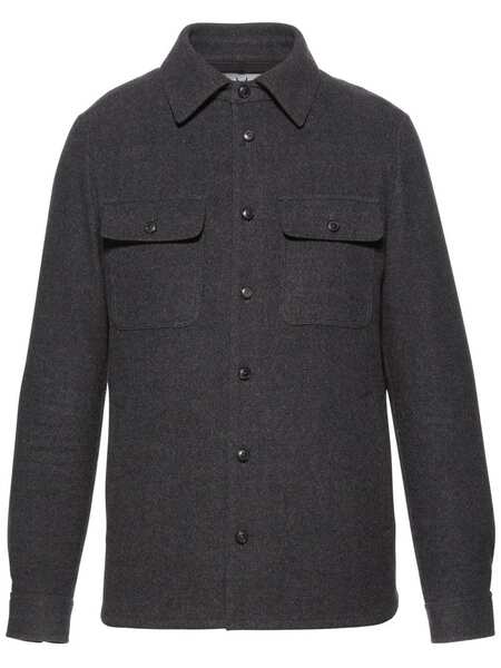  Norwegian Wool Long-sleeved Wool Shirt Jacket - Grey 