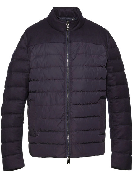  Norwegian Wool Quilted Padded Down Jacket - Blue 