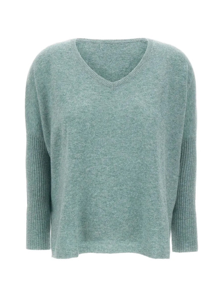  Not Shy Faustine Ribbed-sleeve V-neck Sweater - Green 