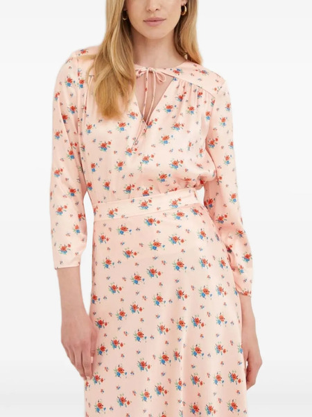  Notes Du Nord Floral-print Tie-neck Top - Pink 