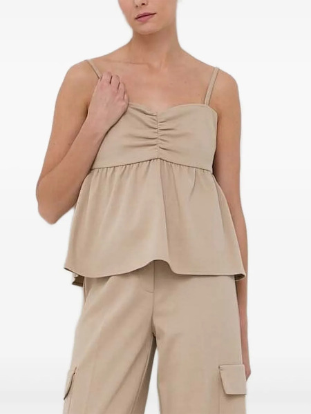  Notes Du Nord Gathered Peplum Top - Neutrals 