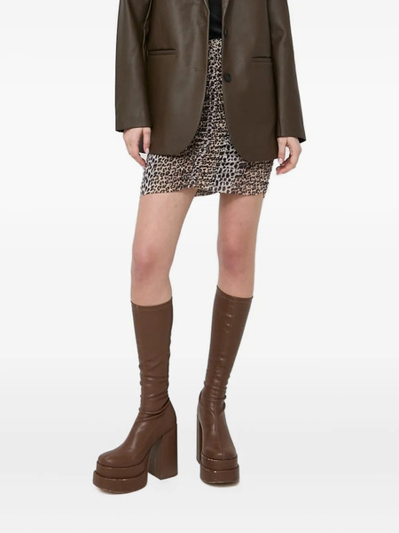  Notes Du Nord Leopard-print Gathered Mini Skirt - Brown 