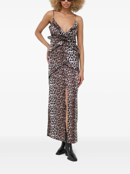  Notes Du Nord Leopard-print Ruffled Maxi Dress - Brown 