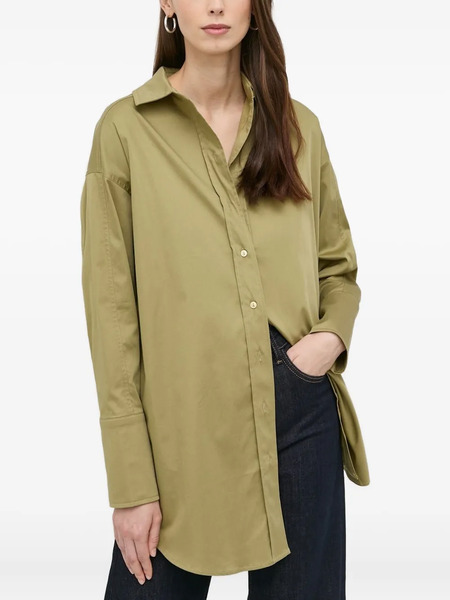  Notes Du Nord Long-sleeve Curved-hem Shirt - Green 