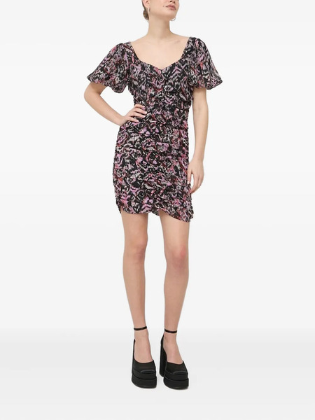  Notes Du Nord Puff-sleeve Ruched Mini Dress - Black 