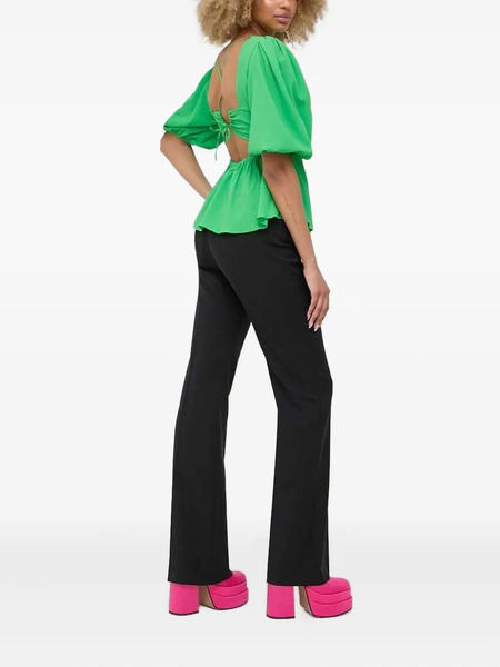  Notes Du Nord Puff-sleeve Tie-back Top - Green 